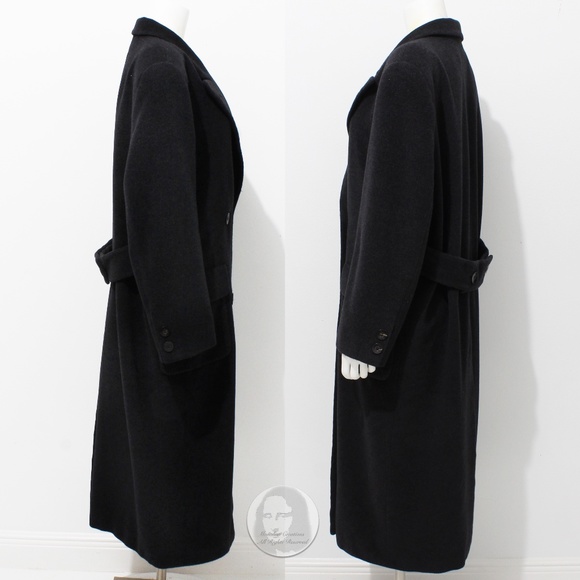 Escada Coat Double Breasted Charcoal 100% Pure New Wool Trench Style Vintage - Picture 7 of 9